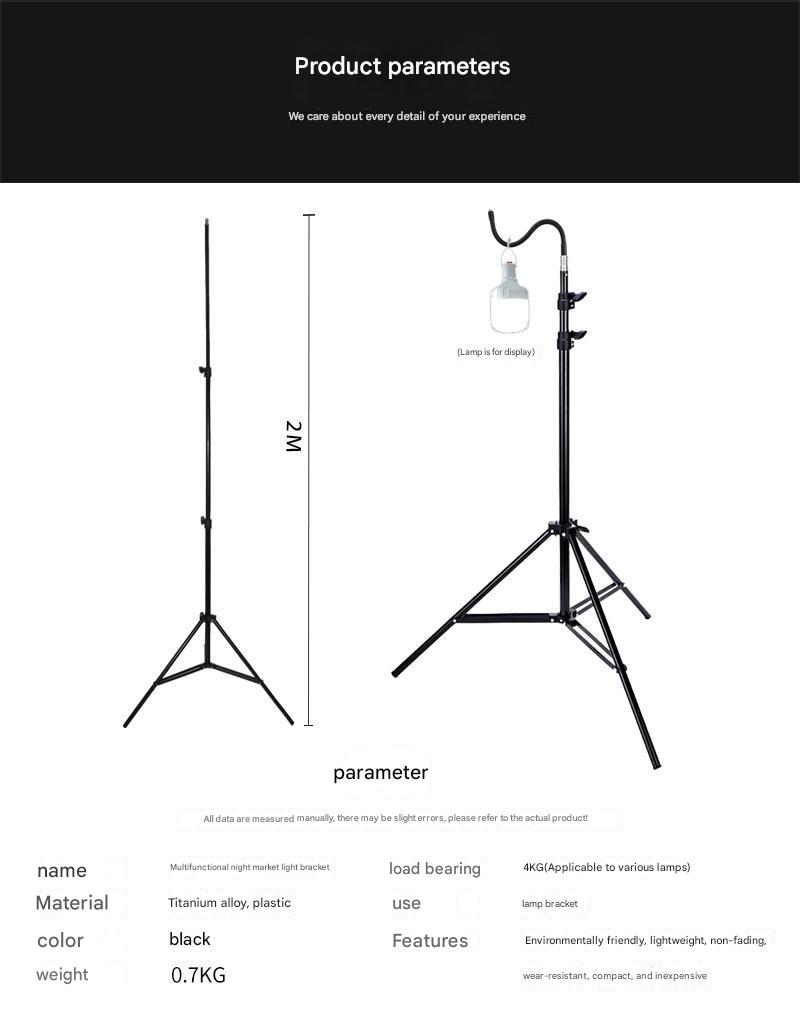 LED charging outdoor camping tripod stand stall light retractable foldable with storage bag