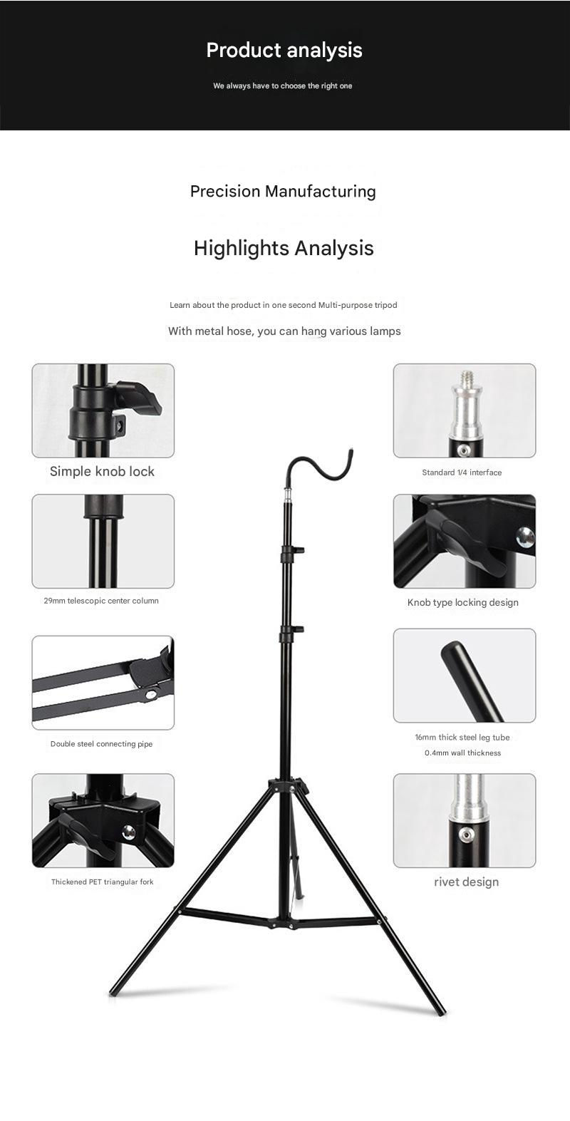 LED charging outdoor camping tripod stand stall light retractable foldable with storage bag