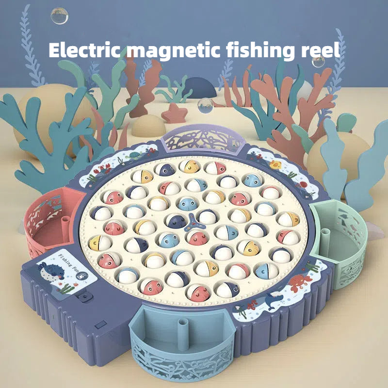 Electric rotating magnetic fishing toy for children's early education and puzzle