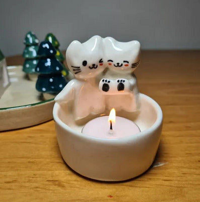 Cartoon Kitten Candle Holder