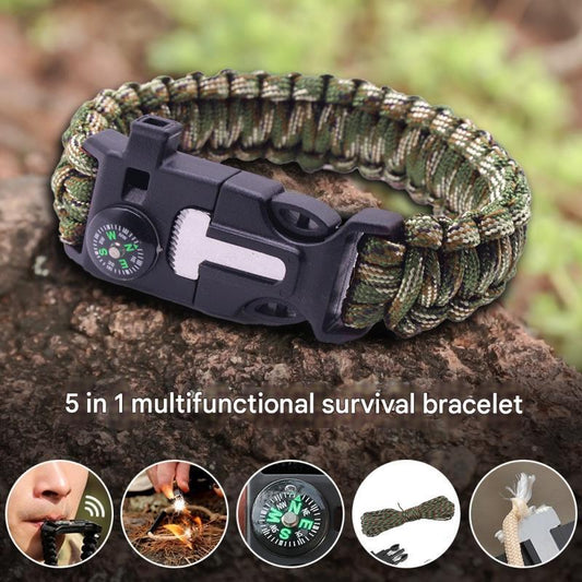 Outdoor camping survival equipment seven-core parachute rope military fan multi-function fire stick compass tactical bracelet